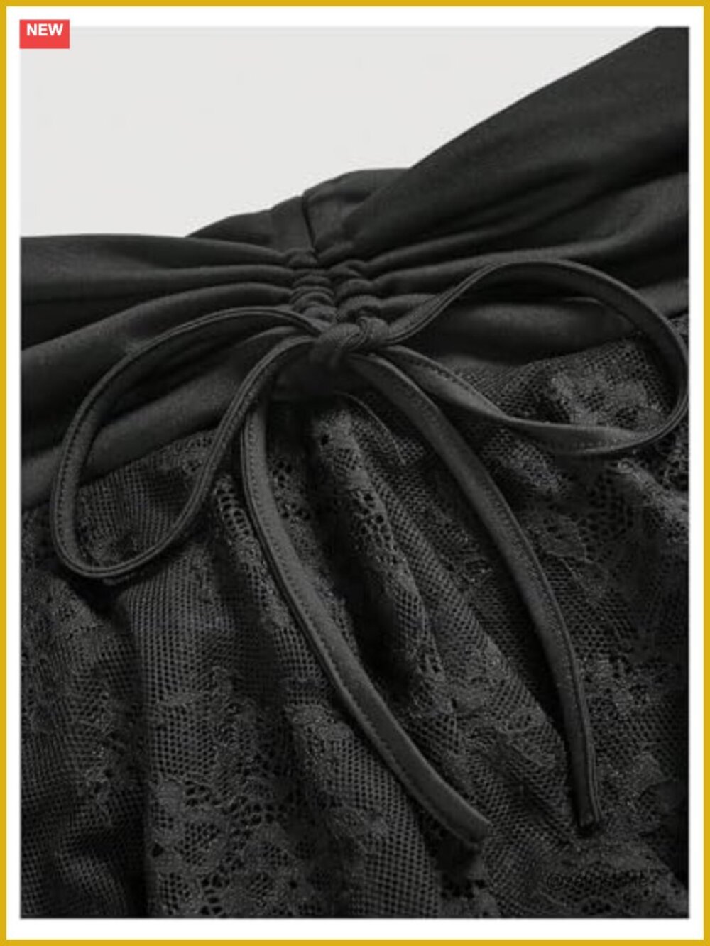 Plus Size Lace Sheer A Line Mini Skirt Ruched Tiered Ruffle Drawstring - Picture 4 of 5